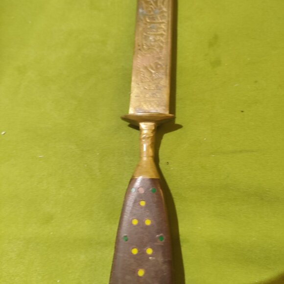 VINTAGE INDO-PERSIAN MIDDLE EAST TURKISH ENGRAVED FIGHTING KNIFE DAGGER KINDJAL - Picture 7 of 9